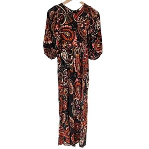 Anthropologie X Kachel Paisley Puff Sleeve Midi Dress